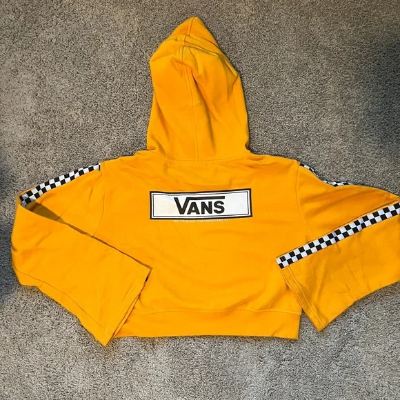 Vans Checkerboard Yellow Crop Hoodie - Picture 2 of 3